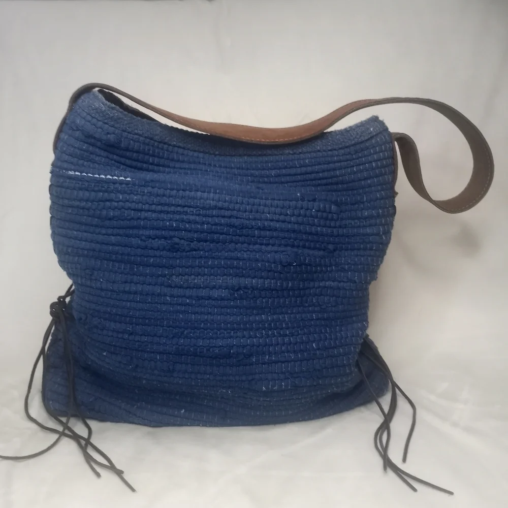 Rebirth Leather Trim Woven Cotton Sustainable Eco Friendly Women Supportive Tote